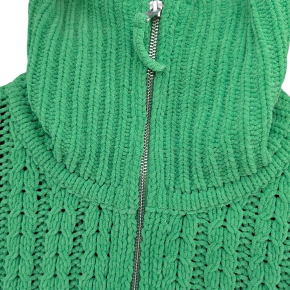 Aerie Cable Care Sweater Womens Green Chunky Knit 1/4 Zip Oversized Size S - Picture 8 of 8